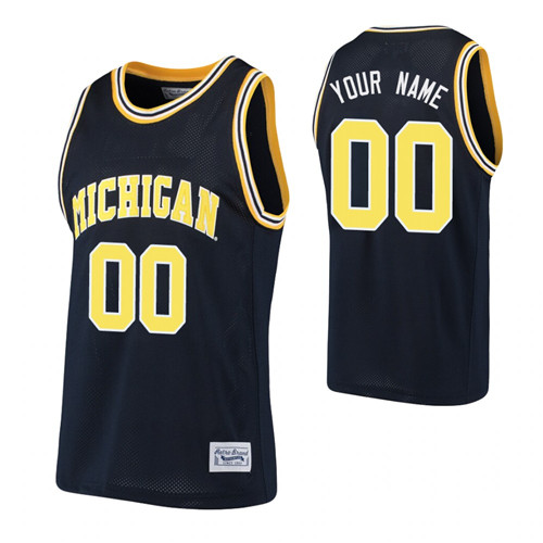 Michigan Wolverines Custom Basketball Alumni Jersey Navy