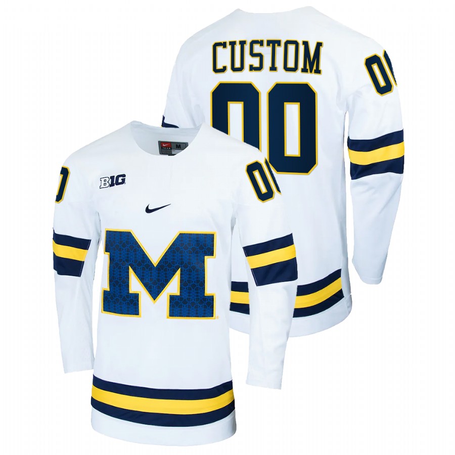 Michigan Wolverines Custom College Hockey Replica Jersey White
