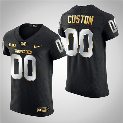 Michigan Wolverines Custom Elite Football Golden Edition Jersey Black