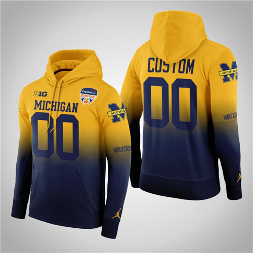 Michigan Wolverines Custom Gold Navy 2021 Orange Bowl Hoodie