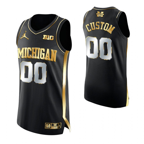 Michigan Wolverines Custom Golden Authentic 2021 March Madness Jersey Black