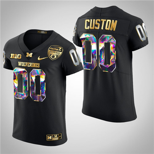 Michigan Wolverines Custom Golden Diamond Edition 2021 Orange Bowl Jersey Black
