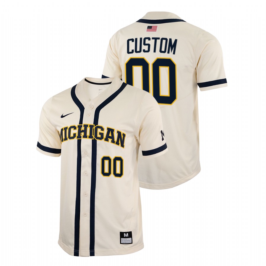 Michigan Wolverines Custom Men White College Baseball Full-Button Jersey 