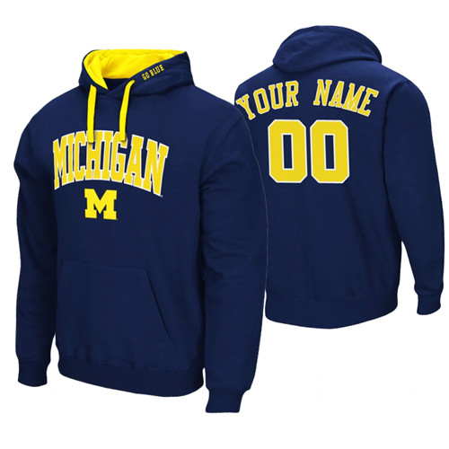 Michigan Wolverines Custom Navy Arch & Logo 2.0 Hoodie