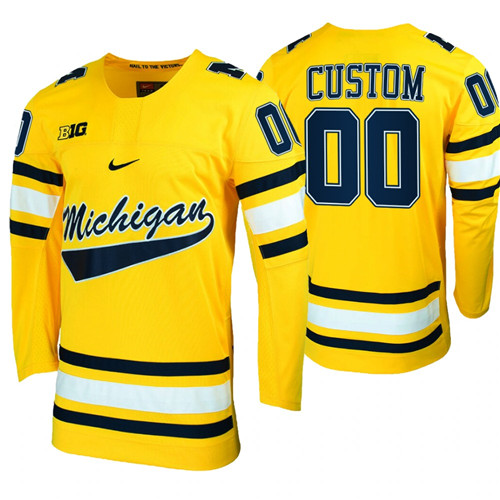 Michigan Wolverines Custom Replica College Hockey Jersey Maize