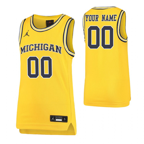 Michigan Wolverines Custom Youth Replica Jersey Maize