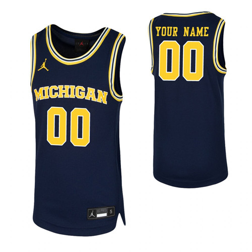 Michigan Wolverines Custom Youth Replica Jersey Navy