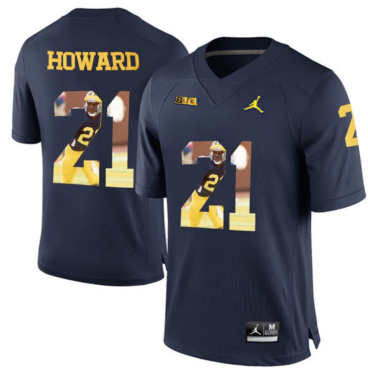 Michigan Wolverines Desmond Howard Navy Blue Printing Player Portrait Football Jersey