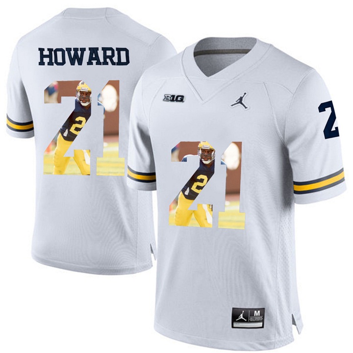 Michigan Wolverines Desmond Howard White Printing Player Portrait Football Jersey