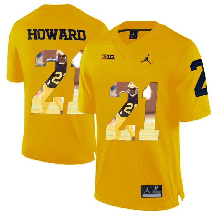 Michigan Wolverines Desmond Howard Yellow Printing Player Portrait Football Jersey