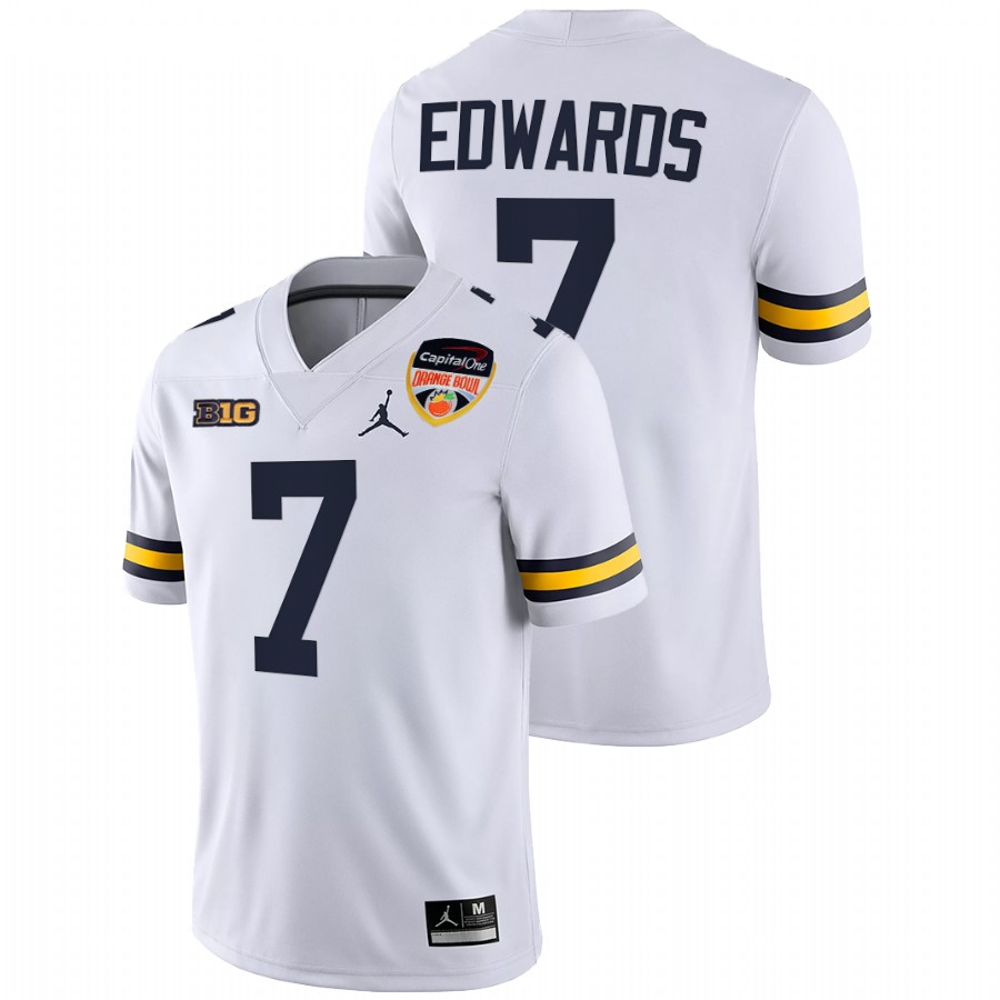 Michigan Wolverines Donovan Edwards 2021 Orange Bowl White Jersey College Football Playoff