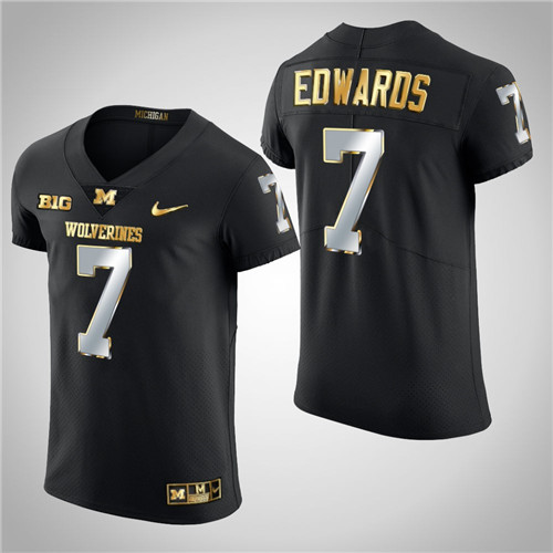 Michigan Wolverines Donovan Edwards Elite Football Golden Edition Jersey Black