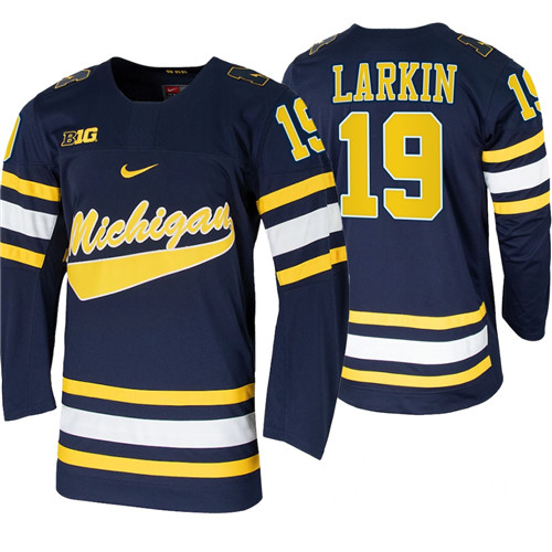 Michigan Wolverines Dylan Larkin Alumni College Hockey Jersey Navy