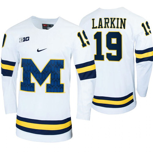 Michigan Wolverines Dylan Larkin Alumni College Hockey Jersey White