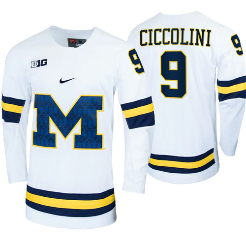 Michigan Wolverines Eric Ciccolini Replica College Hockey Jersey White