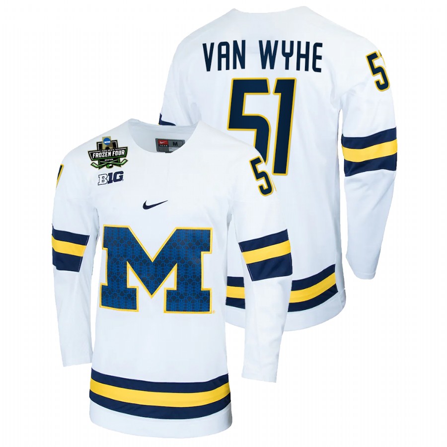 Michigan Wolverines Garrett Van Wyhe 2022 Frozen Four White Jersey