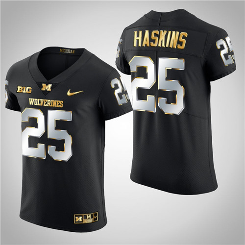 Michigan Wolverines Hassan Haskins Elite Football Golden Edition Jersey Black