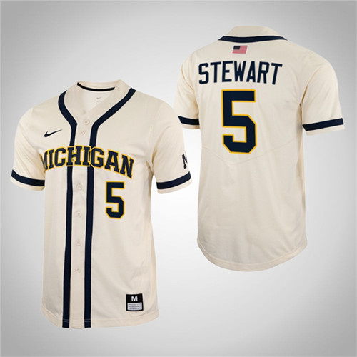 Michigan Wolverines Joe Stewart Full-Button College Baseball Jersey White