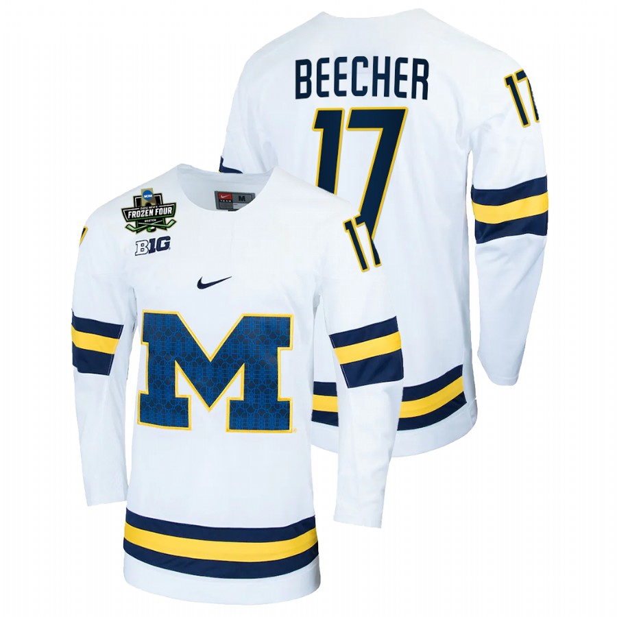 Michigan Wolverines Johnny Beecher 2022 Frozen Four White Jersey