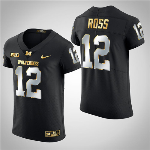 Michigan Wolverines Josh Ross Elite Football Golden Edition Jersey Black