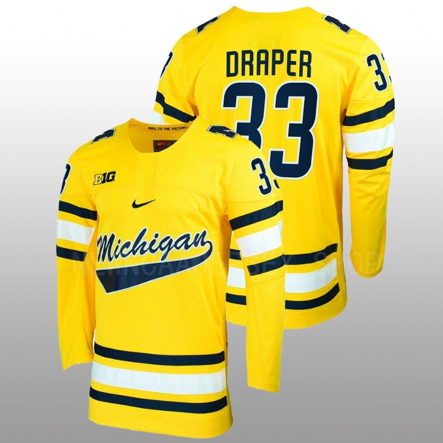 Michigan Wolverines Kienan Draper College Hockey Maize Jersey