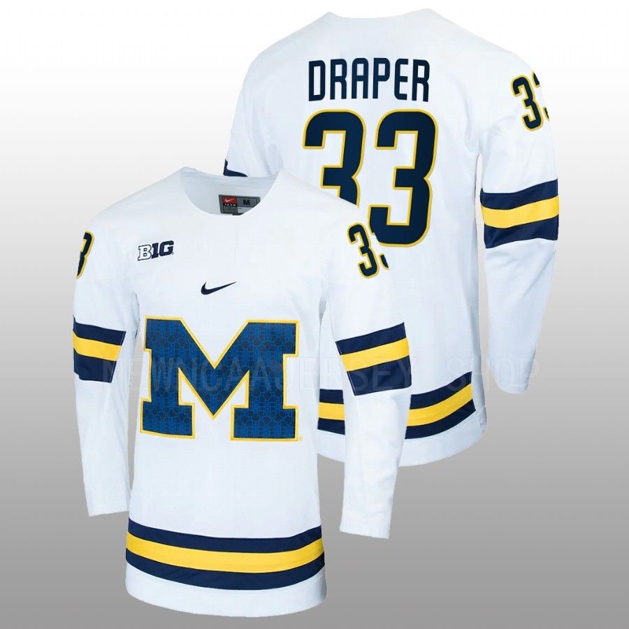 Michigan Wolverines Kienan Draper College Hockey White Jersey