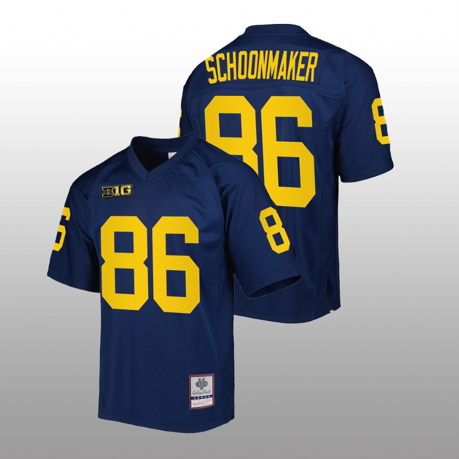 Michigan Wolverines Luke Schoonmaker Authentic Football Navy Jersey Mitchell Ness