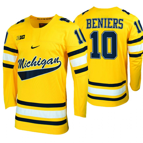 Michigan Wolverines Matty Beniers Replica College Hockey Jersey Maize