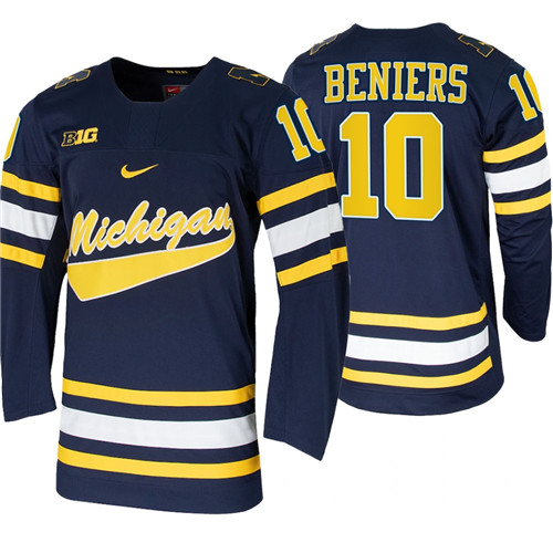 Michigan Wolverines Matty Beniers Replica College Hockey Jersey Navy