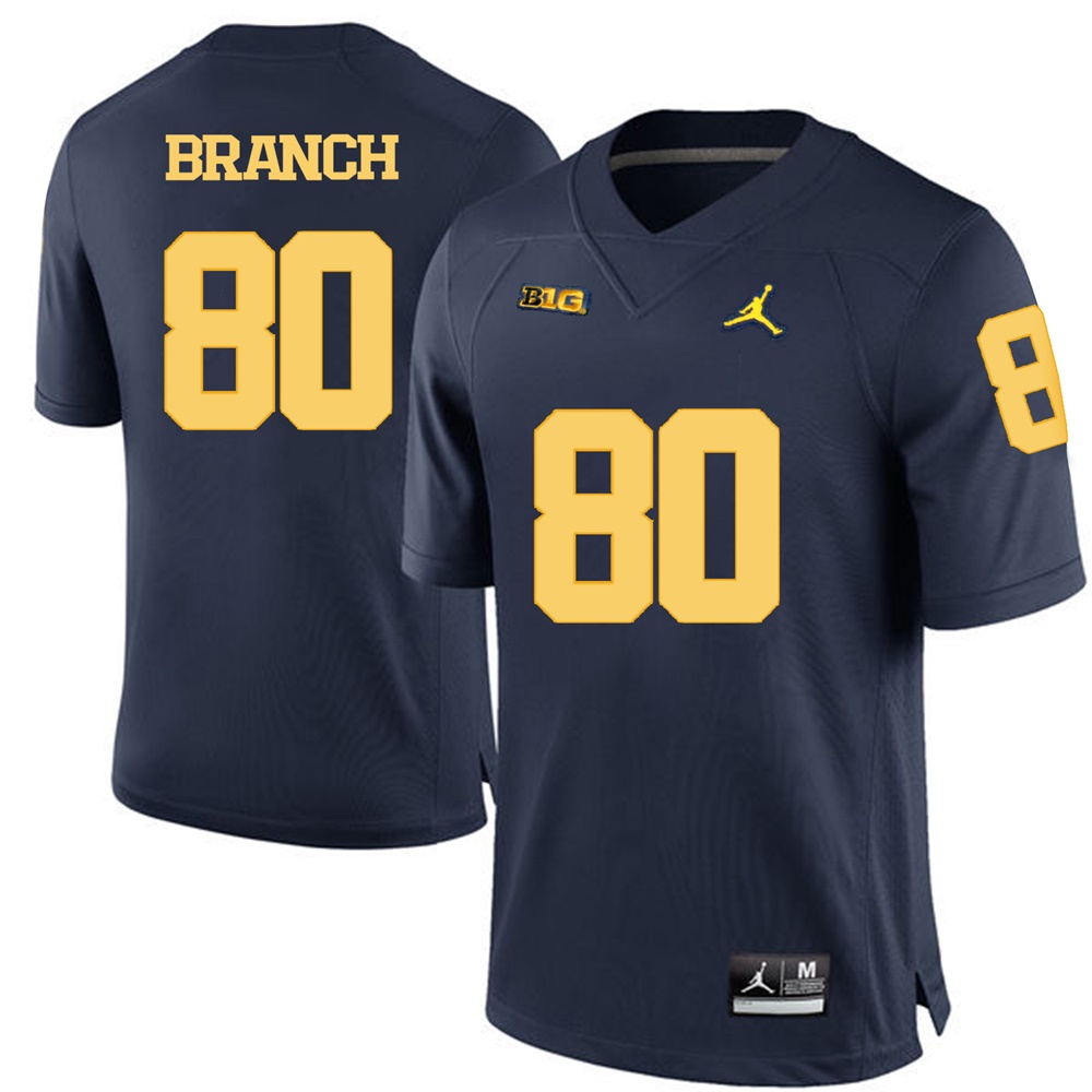 Michigan Wolverines Navy Blue Alan Branch Football Jersey