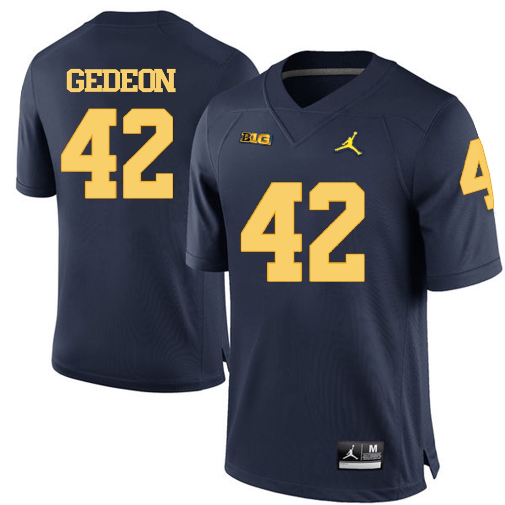 Michigan Wolverines Navy Blue Ben Gedeon Football Jersey