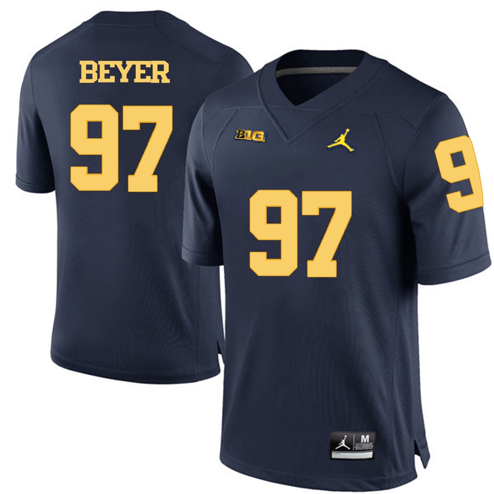 Michigan Wolverines Navy Blue Brennen Beyer Football Jersey