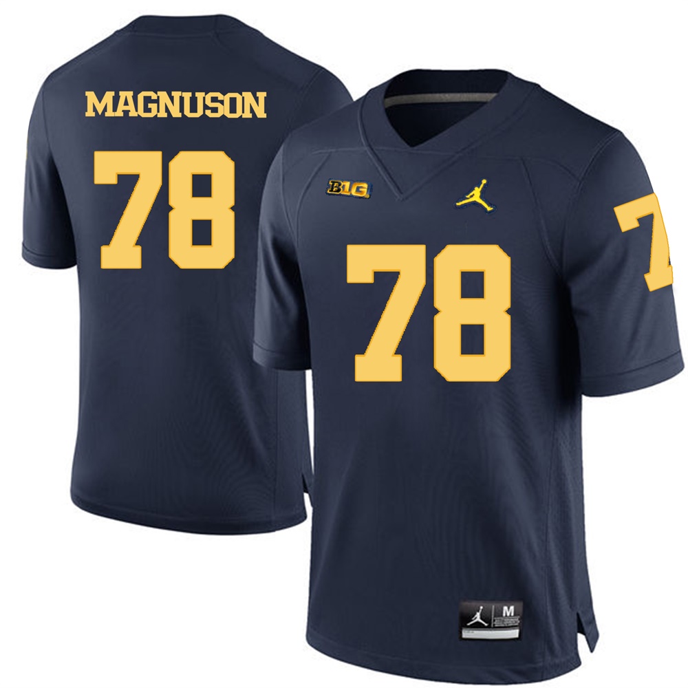 Michigan Wolverines Navy Blue Erik Magnuson Football Jersey