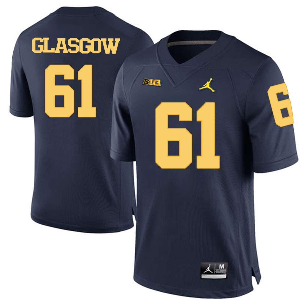 Michigan Wolverines Navy Blue Graham Glasgow Football Jersey