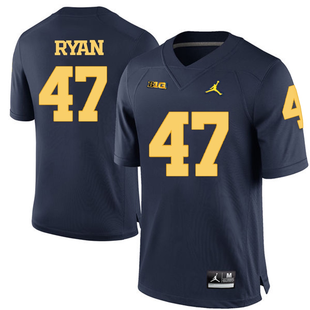 Michigan Wolverines Navy Blue Jake Ryan Football Jersey