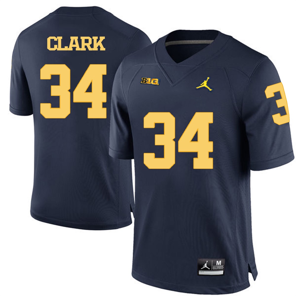 Michigan Wolverines Navy Blue Jeremy Clark Football Jersey