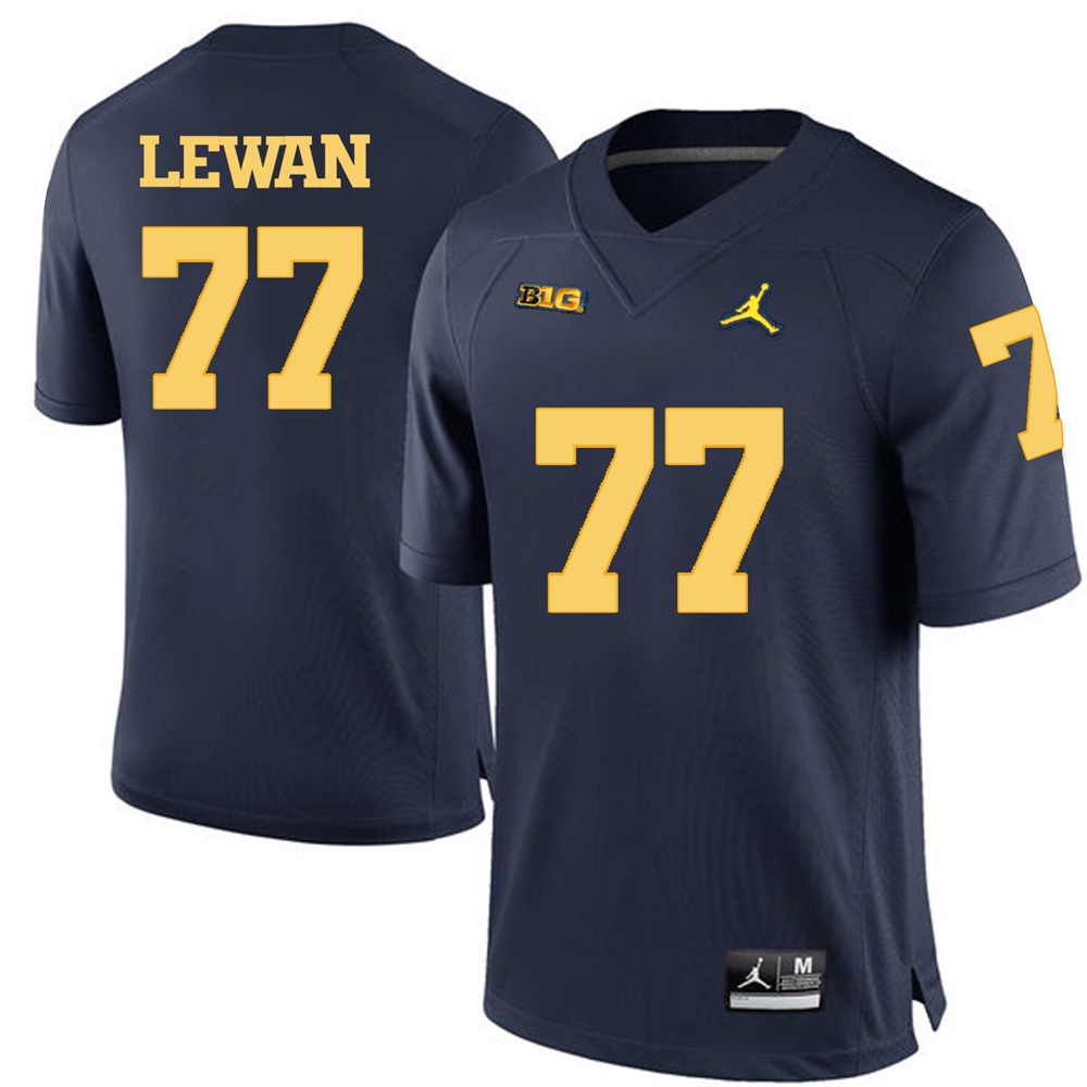 Michigan Wolverines Navy Blue Taylor Lewan Football Jersey