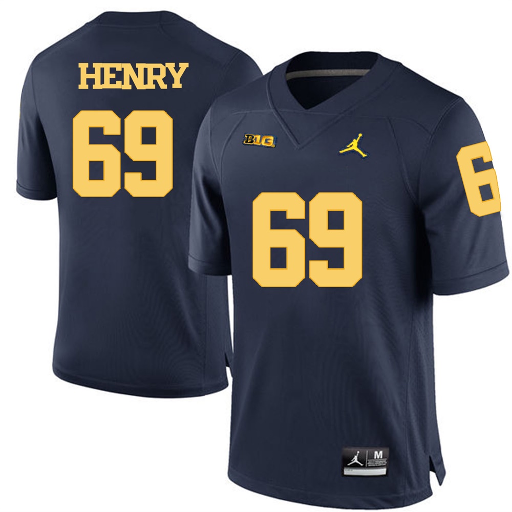 Michigan Wolverines Navy Blue Willie Henry Football Jersey