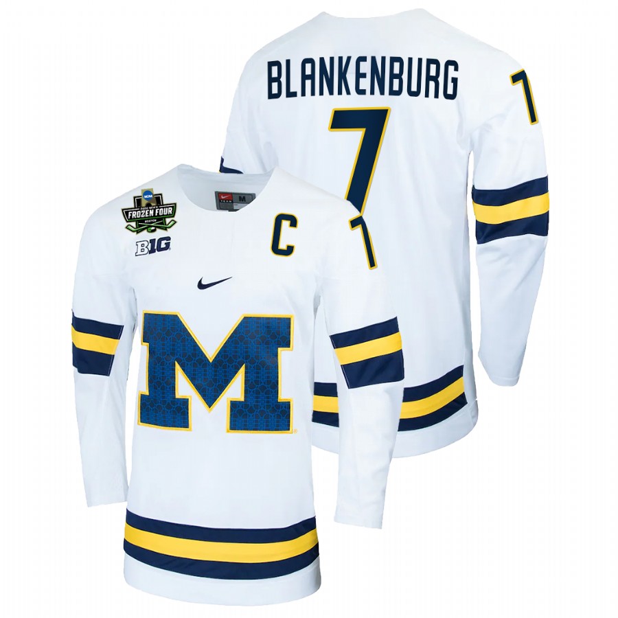 Michigan Wolverines Nick Blankenburg 2022 Frozen Four White Jersey