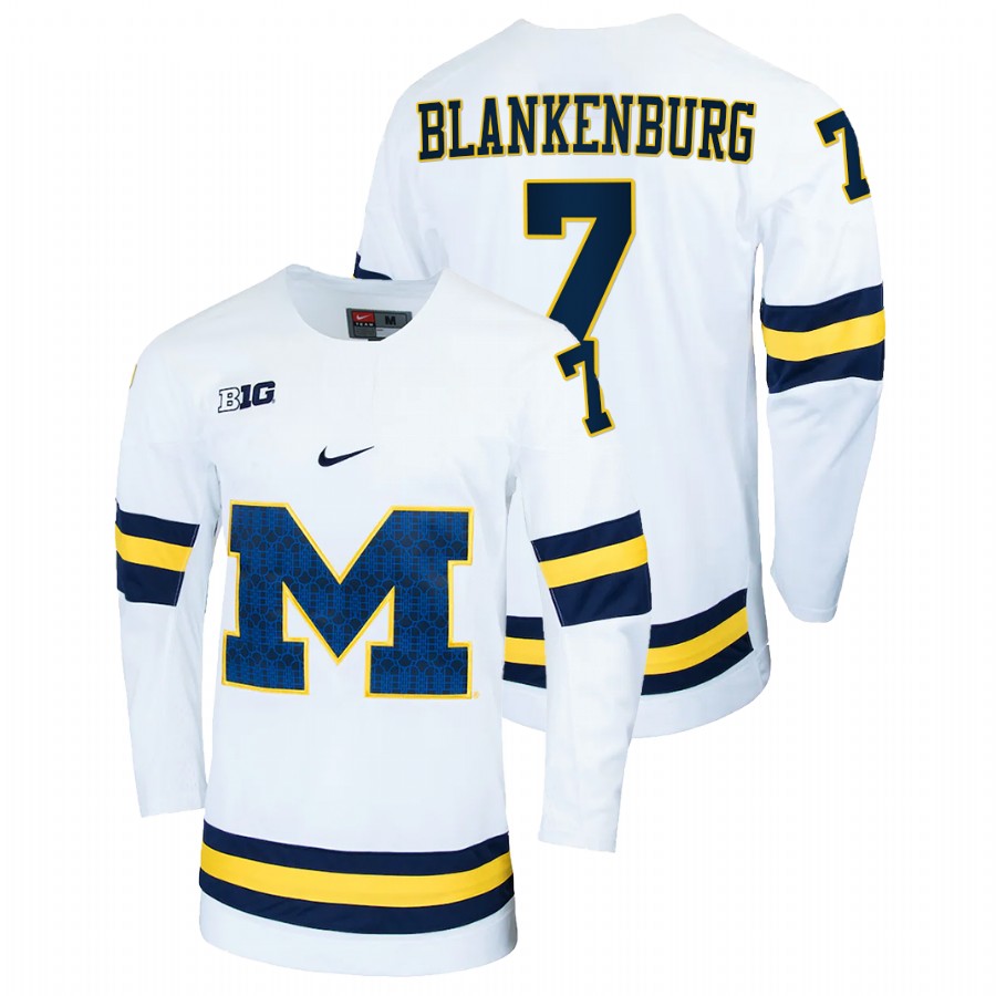 Michigan Wolverines Nick Blankenburg College Hockey Replica Jersey White