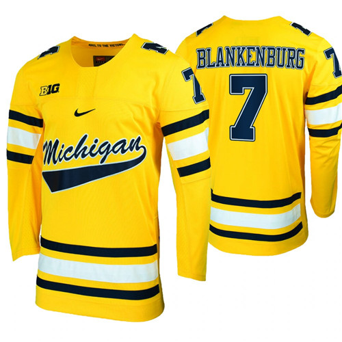 Michigan Wolverines Nick Blankenburg Replica College Hockey Jersey Maize