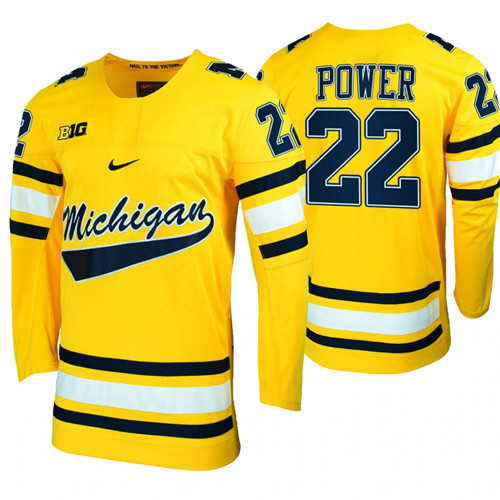 Michigan Wolverines Owen Power Replica College Hockey Jersey Maize