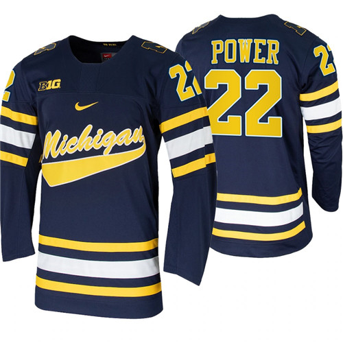 Michigan Wolverines Owen Power Replica College Hockey Jersey Navy