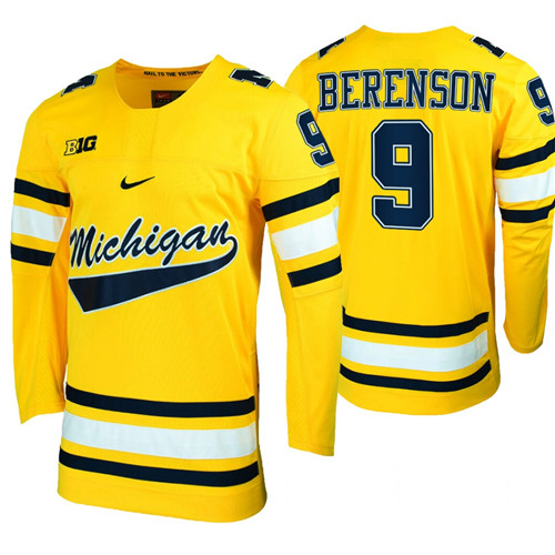 Michigan Wolverines Red Berenson Alumni College Hockey Jersey Maize