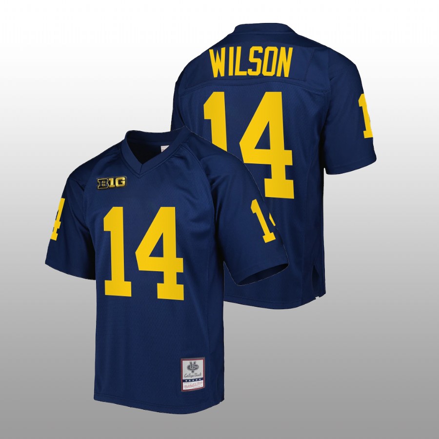 Michigan Wolverines Roman Wilson Authentic Football Navy Jersey Mitchell Ness