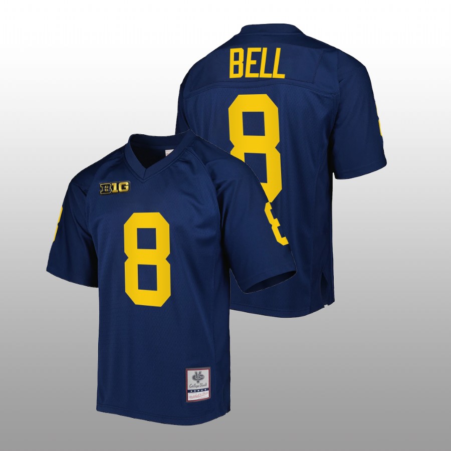 Michigan Wolverines Ronnie Bell Authentic Football Navy Jersey Mitchell Ness