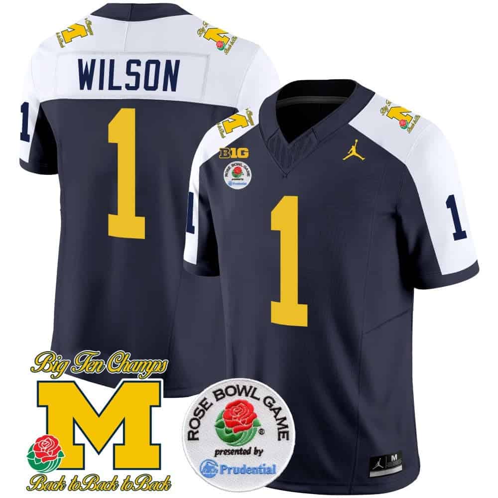 Michigan Wolverines Rose Bowl Patch Vapor Limited Football Jersey – All Stitched  Alternate #1 Roman Wilson