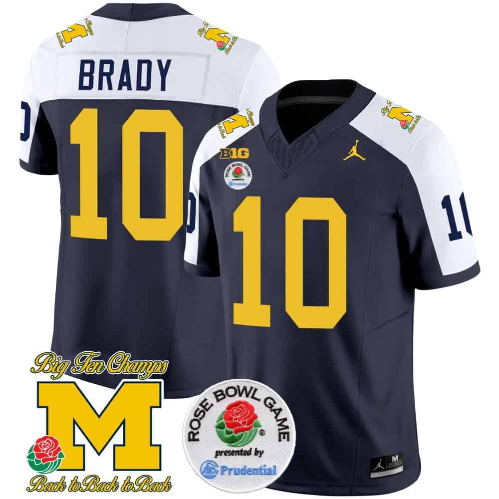 Michigan Wolverines Rose Bowl Patch Vapor Limited Football Jersey – All Stitched  Alternate #10 Tom Brady