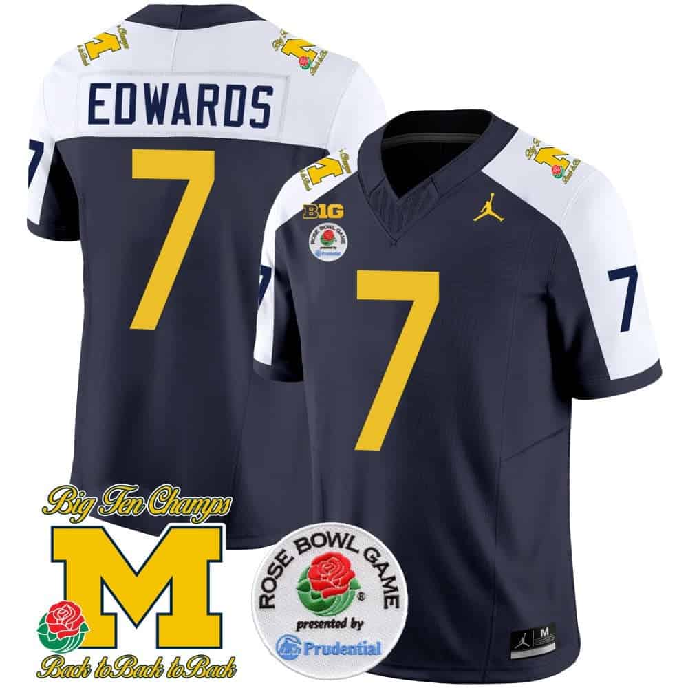 Michigan Wolverines Rose Bowl Patch Vapor Limited Football Jersey – All Stitched  Alternate #7 Donovan Edwards
