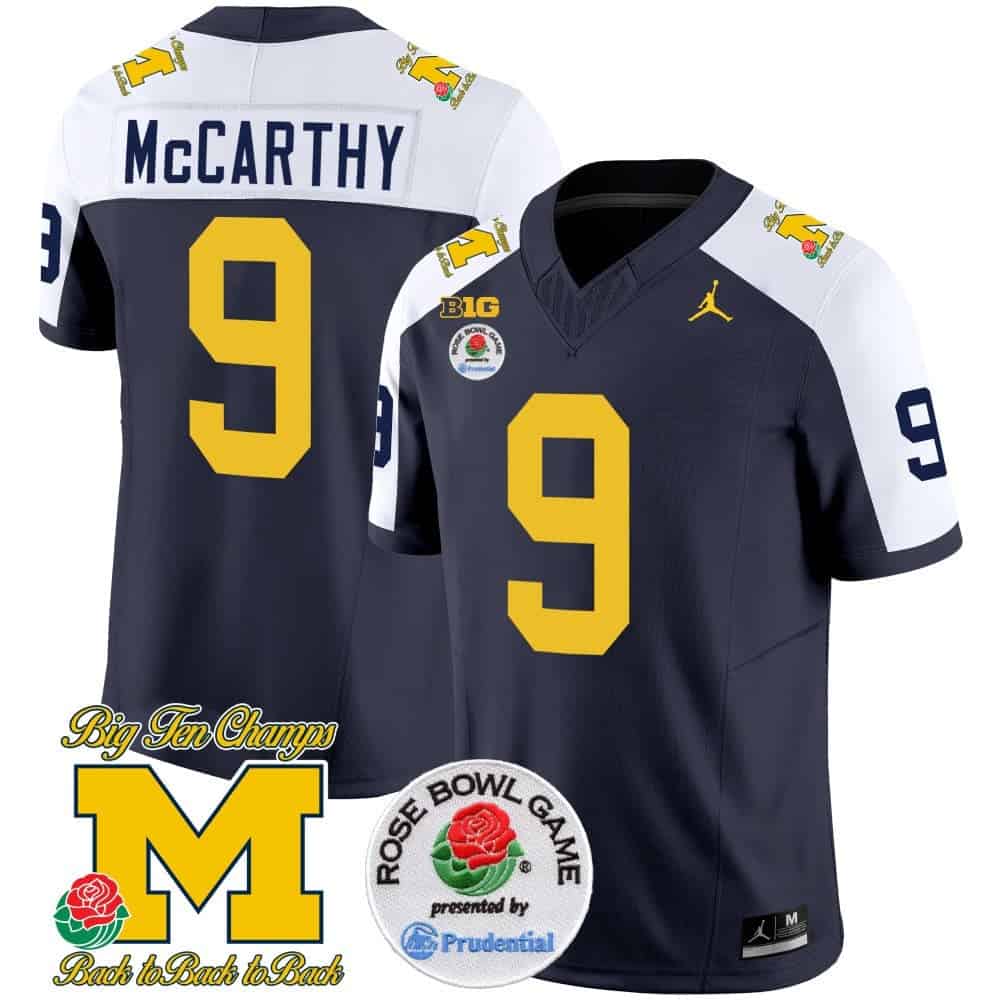 Michigan Wolverines Rose Bowl Patch Vapor Limited Football Jersey – All Stitched  Alternate #9 J J Mccarthy